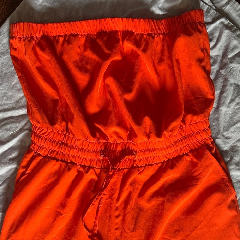 Women's Strapless Orange Drawstring Jumper - Picture 10 of 12